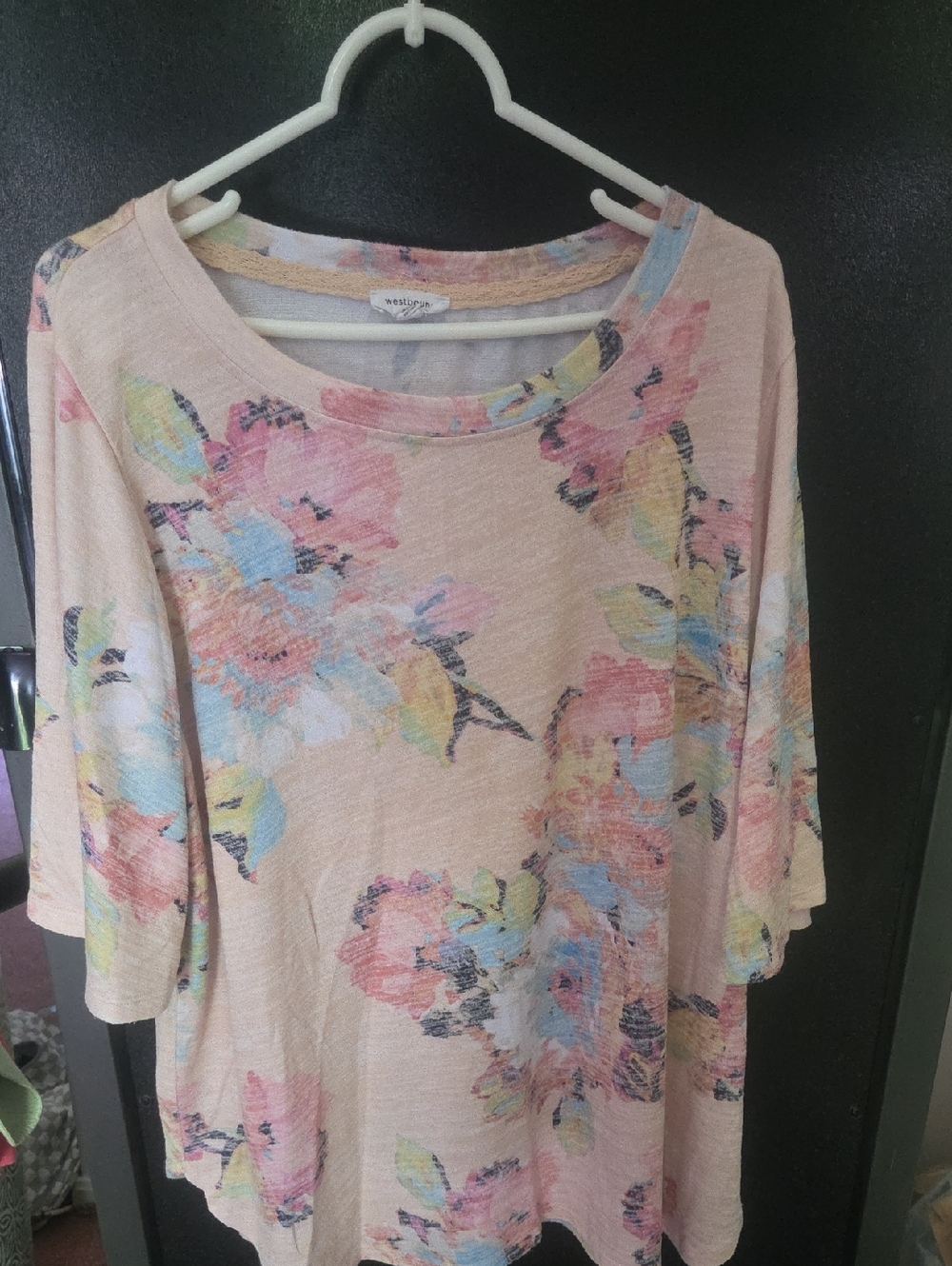 Westbound Pastel Floral Short Sleeve Swing Top
